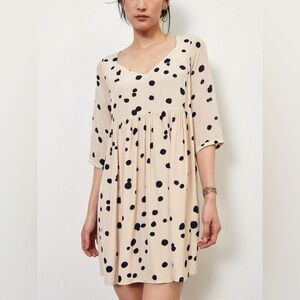 Ba&sh Dalia cream and navy Polka Dot Dress size small